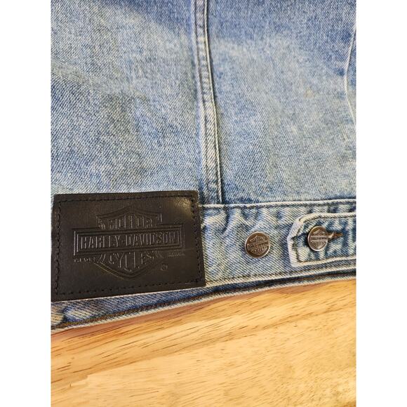 Harley Davidson Veteran Smoky Moutain Denim Jean Patch Pins Vest Men Sz Med - Picture 9 of 12